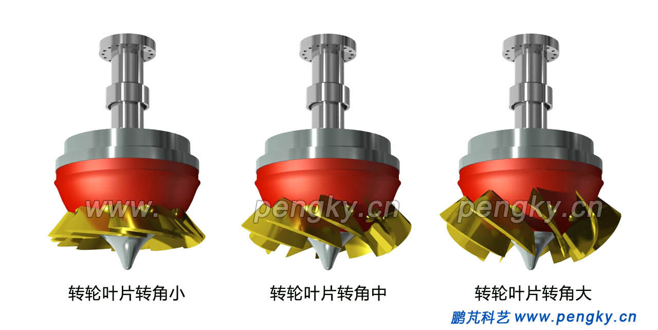 斜流式水輪機(jī)轉(zhuǎn)輪葉片轉(zhuǎn)動(dòng)角度示意圖